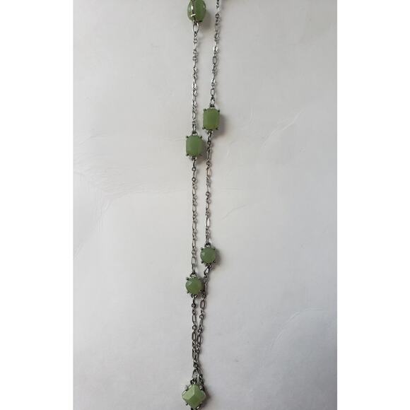 Charming Charlies Silver Toned Chain with Mint Green Stones Necklace - Picture 3 of 7